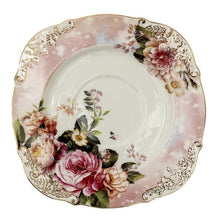 Load image into Gallery viewer, Dark Pink &amp; Peony Floral Tea Cup with Saucer
