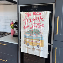 Load image into Gallery viewer, Limited Edition Vintage Tea Trips Christmas Tea Towel
