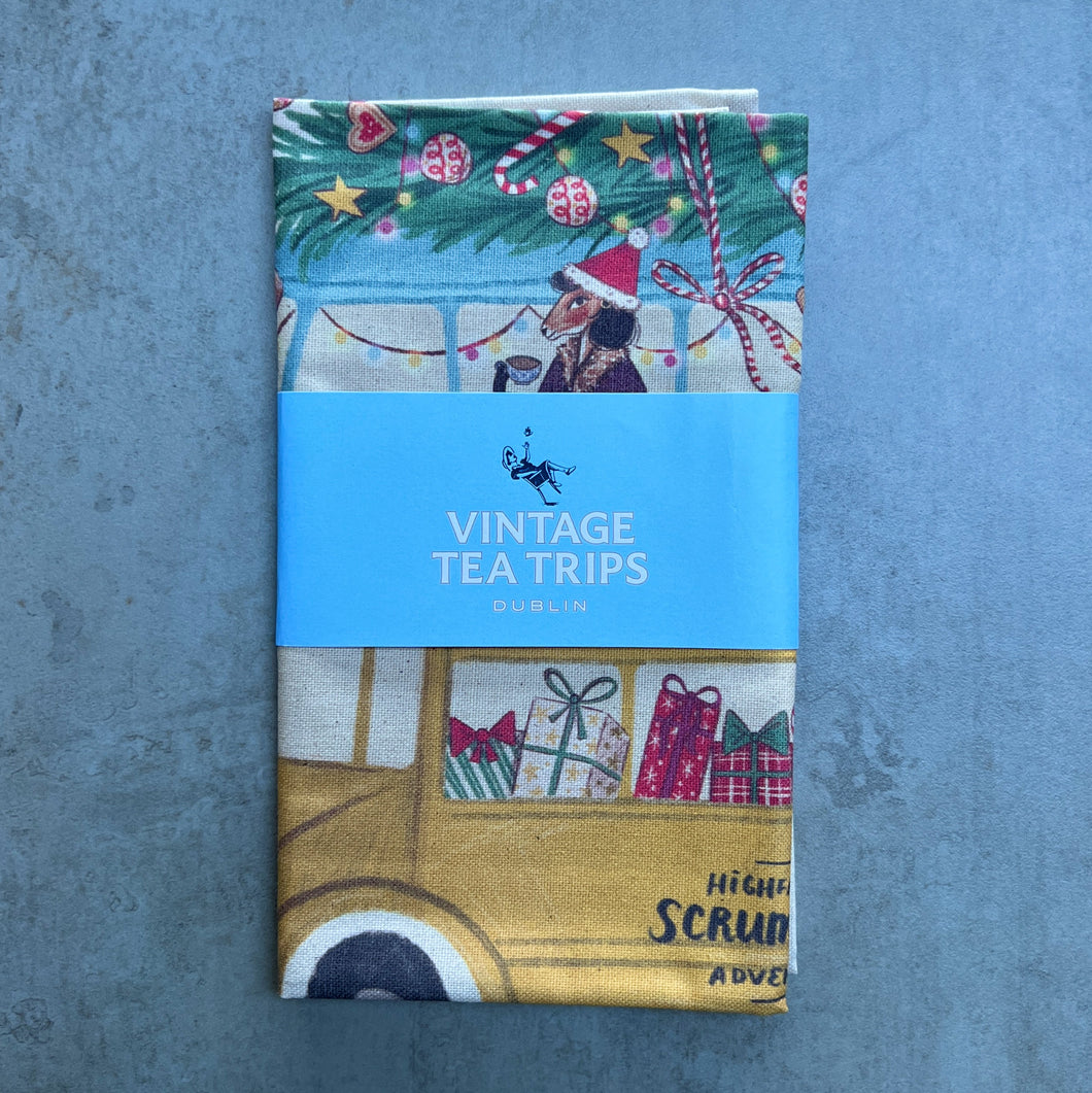 Limited Edition Vintage Tea Trips Christmas Tea Towel
