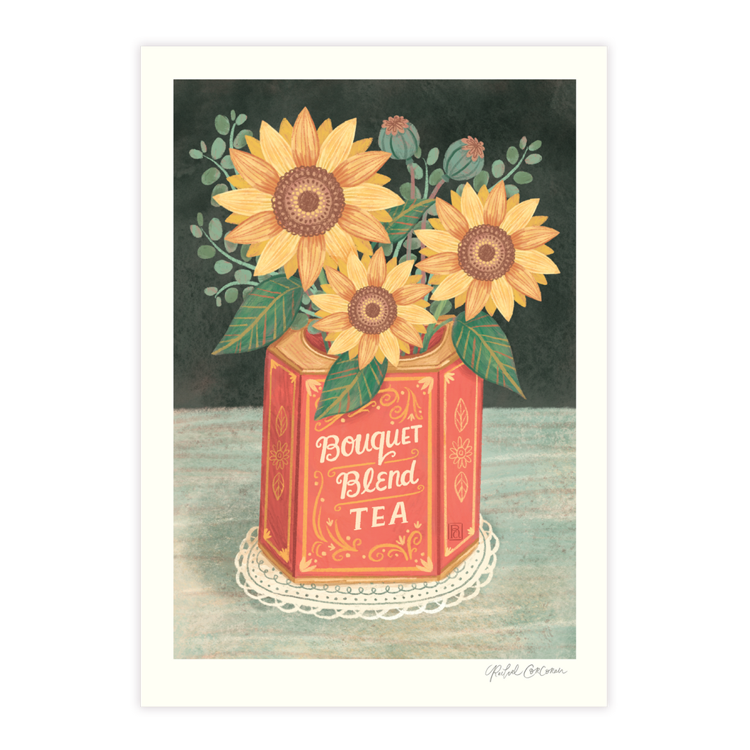 Bouquet Tea & Sunflower A4 Print
