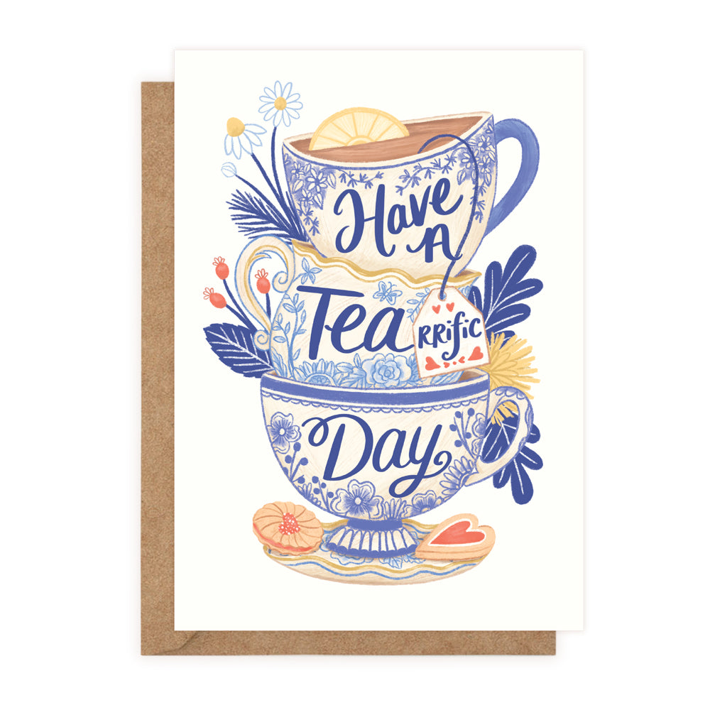 Having Tea Card Have a Tea-rrific Day Card – Vintage Tea Trips