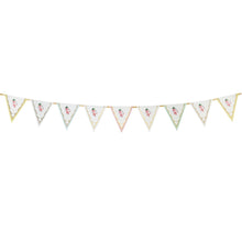Load image into Gallery viewer, White &amp; Floral Triangular Bunting
