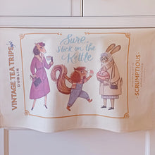 Load image into Gallery viewer, Vintage Tea Trips &quot;Stick on the Kettle&quot; Tea Towel
