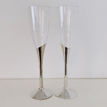 Load image into Gallery viewer, Silver Accent Plastic Champagne Flutes
